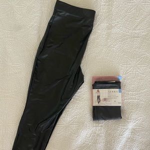 2 pairs of faux leather leggings